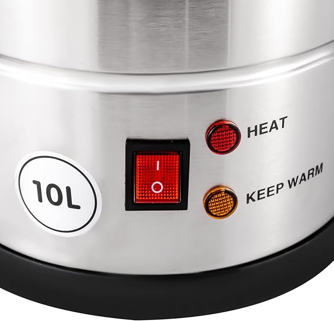 10L Commercial Coffee Urn Stainless Steel Coffee Maker 1000W with Adjustable Thermostat (86-230°F) Hot Water Dispenser for Catering Office Party Wedding (10 Liters)