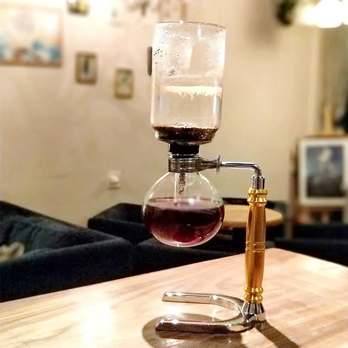 Beverage Equipment Borosilicate Glass Siphon Coffee Maker Tabletop Coffee Maker with Alcohol Burner Iced Coffee Maker with Stainless Steel Base Siphon Coffee Maker