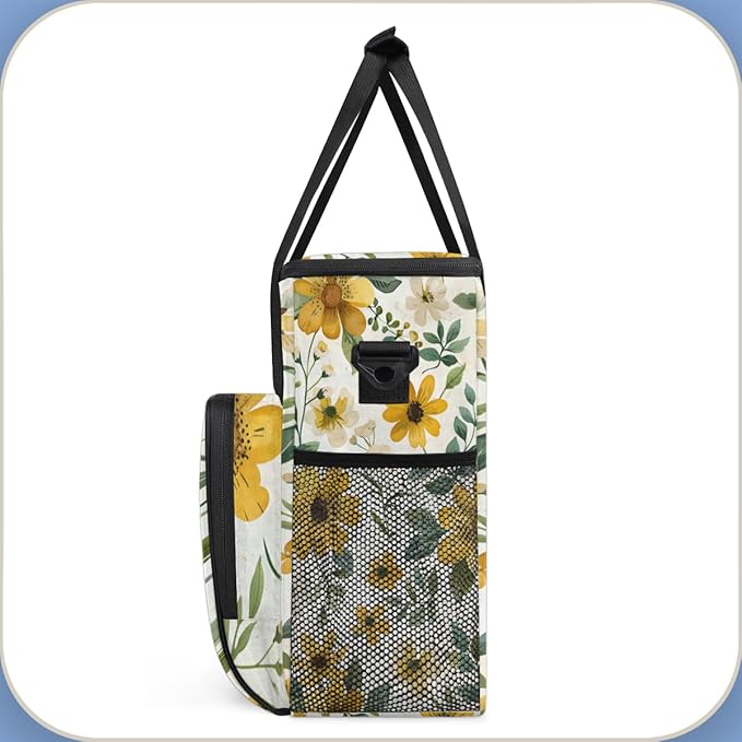 Flamboyant Flower Coffee Maker Carrying Bag Portable Travel Storage Tote Bag Compatible with K-Mini or K-Mini Plus Single Serve Coffee Brewer Carrying Case with Multiple Pockets &amp Shoulder Strap