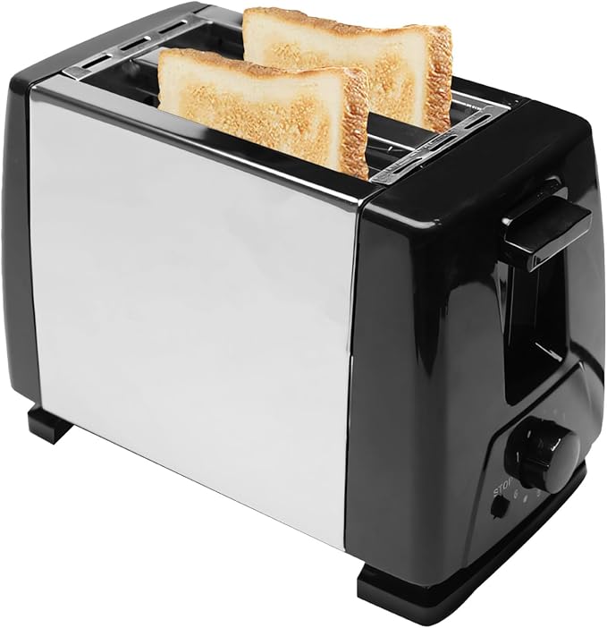 Stainless Steel 2-Slice Bread and Bagel Toaster with Adjustable Control Compact and Efficient