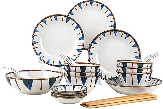 28-Pieces Kitchen Ceramic Dinnerware Set Service for 6 Salad Bowls Plates Set Dishes/Table Service for Snack Salad Dessert Appetizer-Microwave Available
