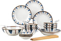 28-Pieces Kitchen Ceramic Dinnerware Set Service for 6 Salad Bowls Plates Set Dishes/Table Service for Snack Salad Dessert Appetizer-Microwave Available