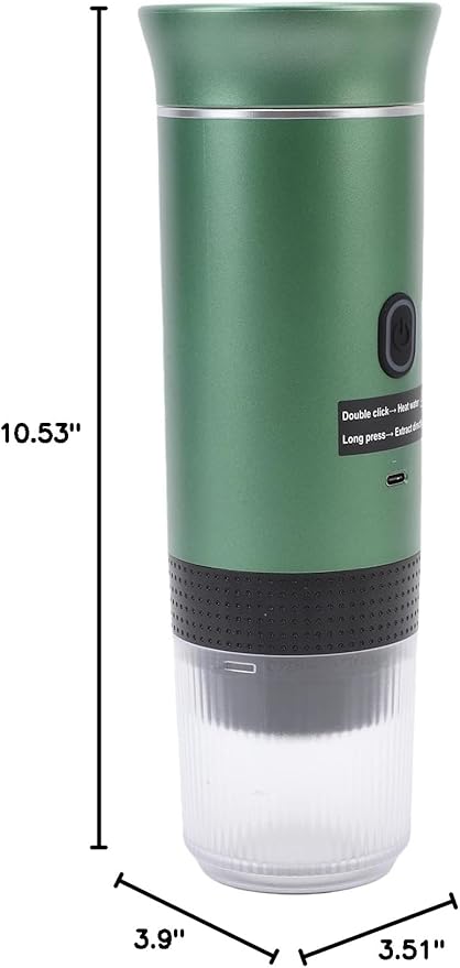 Luqeeg 72W 120ML Cup Portable Coffee Maker Full Automatic Machine Outdoor Ground Coffee Maker with USB C Charging &amp 20 Bar Pressure for Camping RV Hiking Office Travel (Green)