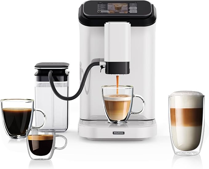 Mcilpoog WS-D5 Pro Fully Automatic Coffee Machine 12 Drinks Office or Home UseWi-Fi Enabled Liquid Volume &amp Temperature Cappuccino Latte Espresso Automatic Cleaning Super Automatic Coffee Ma