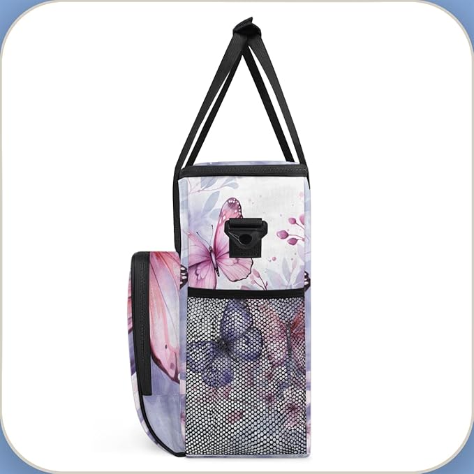 Retro Butterfly Coffee Maker Carrying Bag Watercolor Butterfly Travel Storage Bag Compatible with K-Mini or K-Mini Plus Single Serve Coffee Brewer Carrying Case with Pockets &amp Shoulder Strap