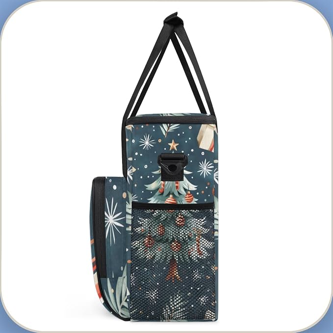 Christmas Festivals Coffee Maker Carrying Bag Retro Tree Travel Storage Bag Compatible with K-Mini or K-Mini Plus Single Serve Coffee Brewer Carrying Case with Multiple Pockets &amp Shoulder Strap
