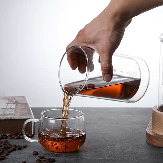 Slow Drip Cold Brew Coffee Maker 17oz Smooth Dripper Iced Coffee Concentrate Brewer with Adjustable Water Flow