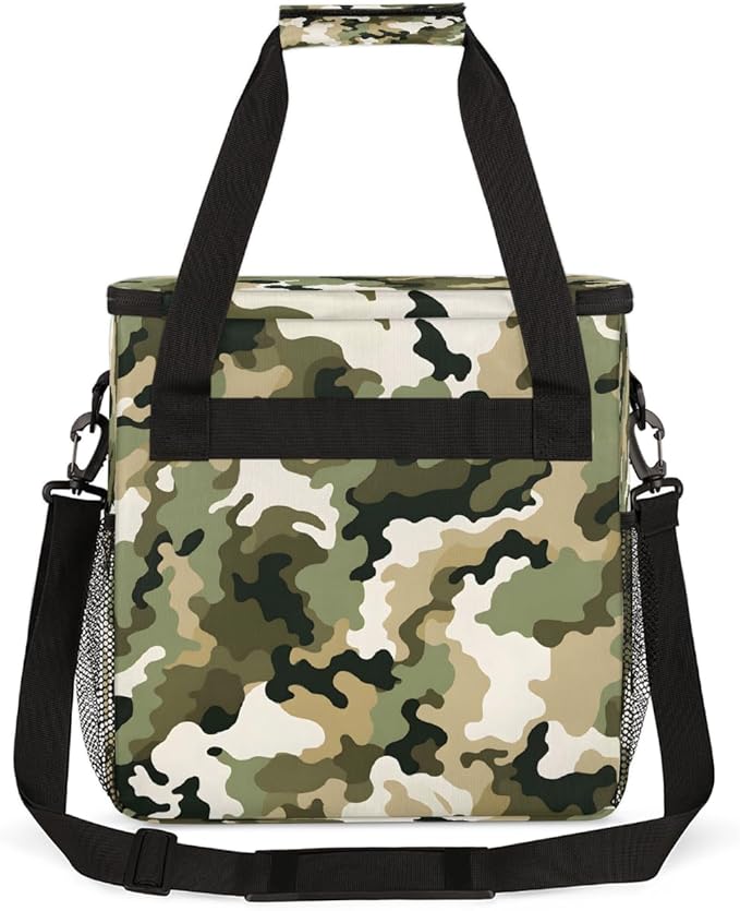 Green Camo Black Camouflage Coffee Maker Carring Bag Travel Carrying Storage Tote Bag Compatible with Keurig K-Mini or K-Mini Plus Portable Single Serve Coffee Brewer Case with Pockets for K-cup Pods