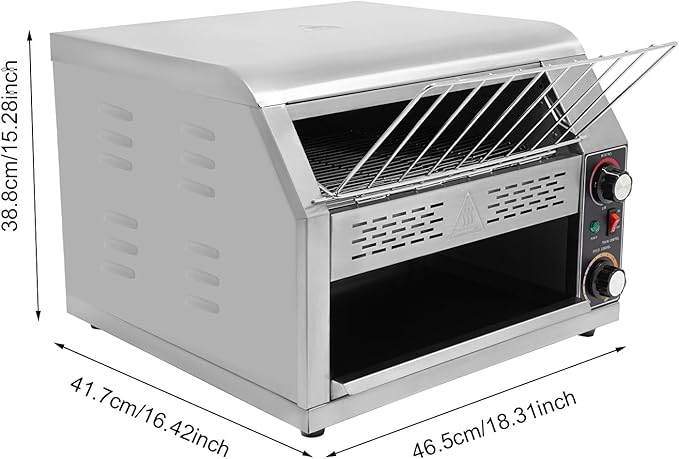 2400W Stainless Steel Countertop Bread Oven Commercial Toaster Conveyor with Three Heating Modes &amp 7-Level Speed Control 450 Slices/h Rotating Toasters Oven for Toasting Bread Sandwiches