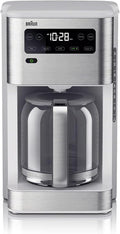 Braun PureFlavor 14‑Cup Programmable Coffee Maker – Fast Brew Speed Touch Display Bold &amp Brew‑Over‑Ice Modes FlavorCarafe &amp Adjustable Warm Plate White