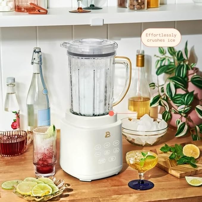 Beauti Power Exact Blender System with 700 W Motor 50oz Tritan Jar 20oz Single-Serve Cup No Drippy Sippy Lid 3 Speeds &amp 4 Pre-sets Dishwasher-Safe Parts Travel Cup Included color White Icin