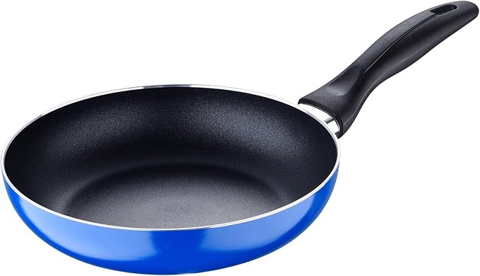 Set 3pc Frying Pan (16+20+24cm) Pressed Aluminium Induction Navy Blue Paradise with Set 3pc Kitchen Utensils Nylon with Set 4pc Stainless Steel Knives