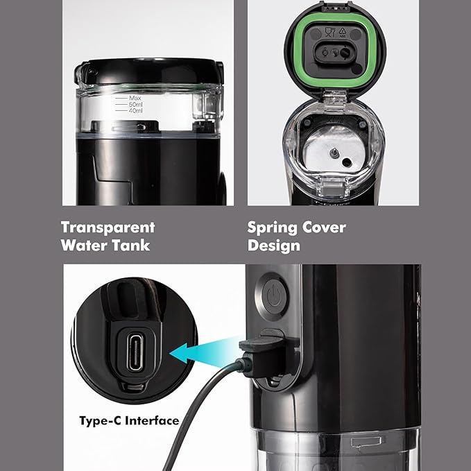 Portable Espresso Coffee Maker Travel Electric Espresso Machine With Heat Function Compatible with Powder and Coffee Capsules 92 ℃ and 20 Bar Pressure Extraction for Office Trips
