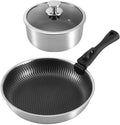 2/3PCS Pots and Pans Set Stainless Steel Kitchen Cookware Set Removable Handle Cookware Outdoor Camping Nonstick Frying Pan Soup Pot Stackable Easy to Clean (2PCS)