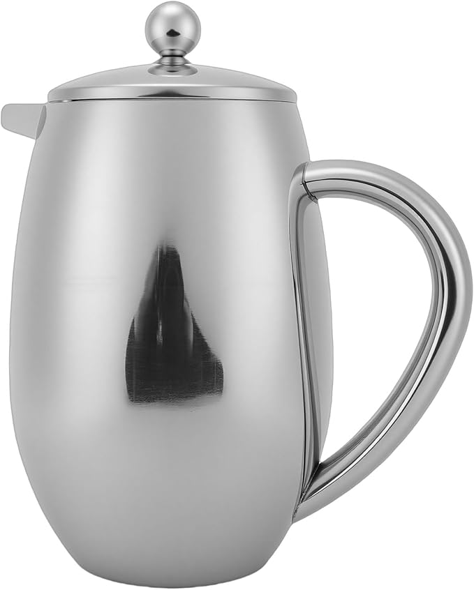 Fabater French Press 304 Stainless Steel Double Wall Coffee Maker 600ml Insulated Coffee Pot with Fine Mesh Filter for Home Outdoor Camping