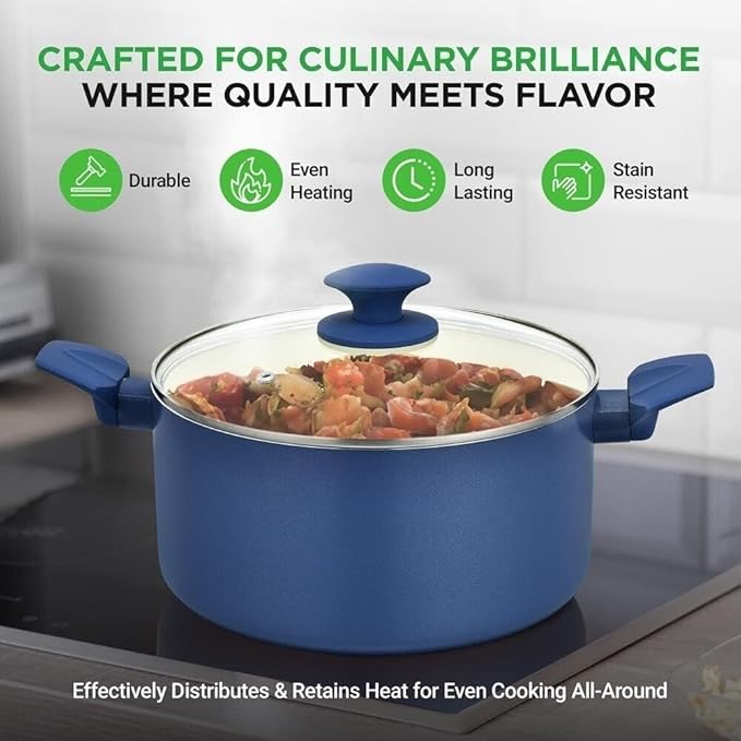 54-Piece Professional Kitchen Cookware Set - Ceramic Non-Stick Bakeware &amp Pots Pans with Cool-Touch Handles - Compatible with Gas Electric &amp Induction Cooktops - Easy to Clean &amp Safe