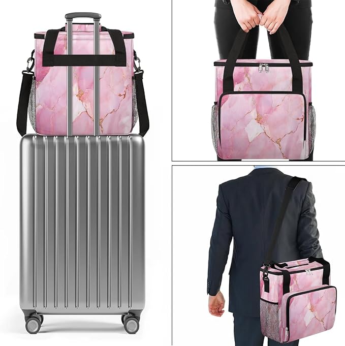 Geometric Pink Marble Coffee Maker Carrying Bag for Keurig K-Mini or K-Mini Plus Storage Portable Coffee Maker Travel Bag