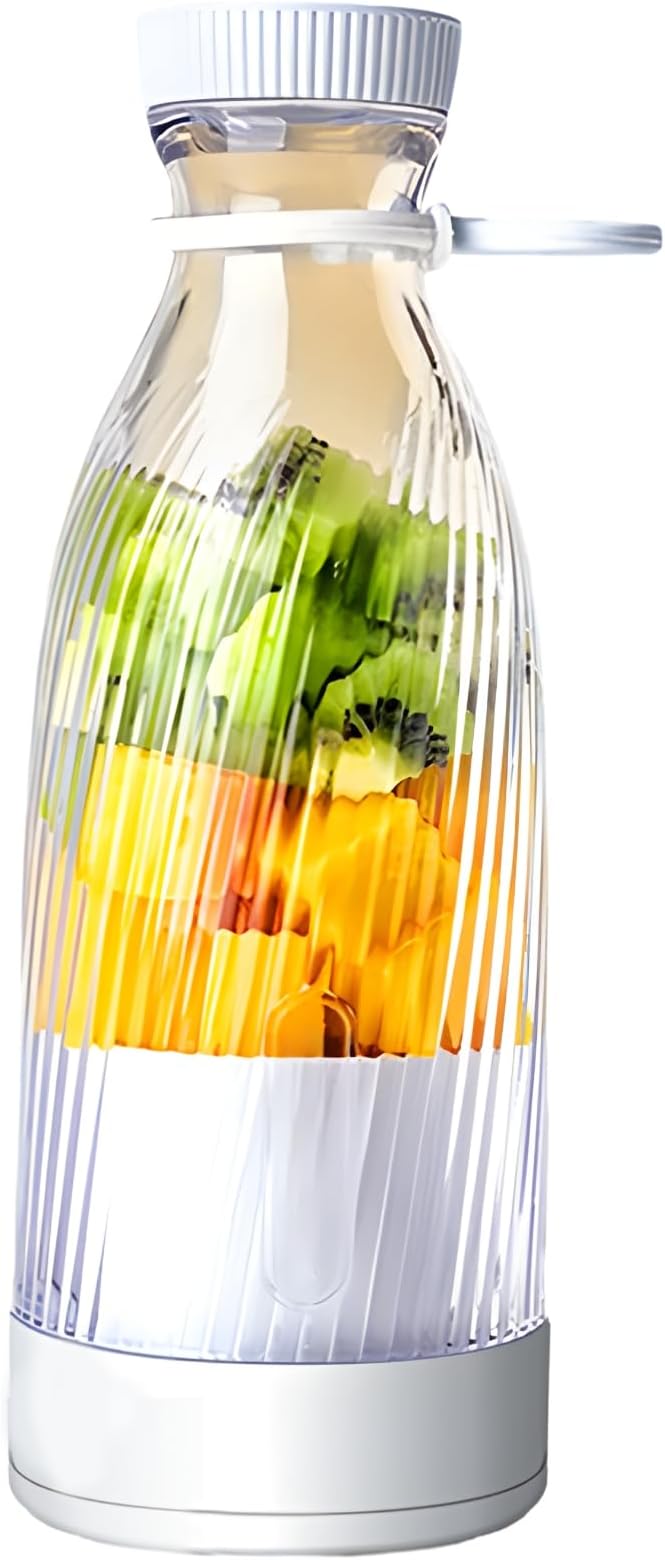 16.9 Fl Oz Portable Juice Blender Rechargeable 500 Ml Bottle Home and Student Use Easy Clean White
