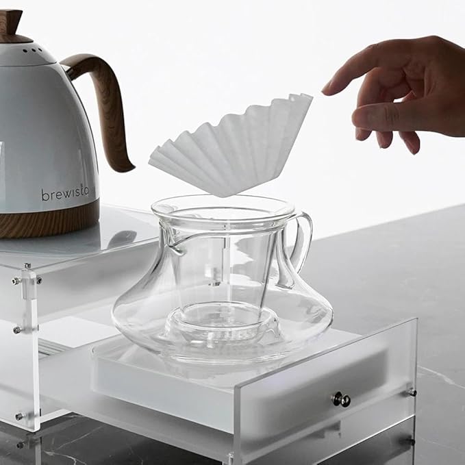 watchget Static Extraction Pour Over Coffee Maker Set with Coffee Server Carafe and Filte Cup Glass Coffee Dripper Immersion Brewing Cup