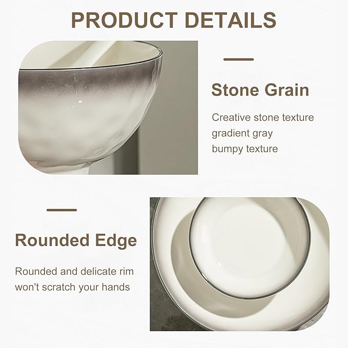 Gradient Dinnerware Sets for 10 Thick and Durability Bowl and Plate Set Easy to Clean Kitchen Dishes Sets High Temperature Resistance Dinner Set for Microwave Oven and Dishwasher 45 Pieces