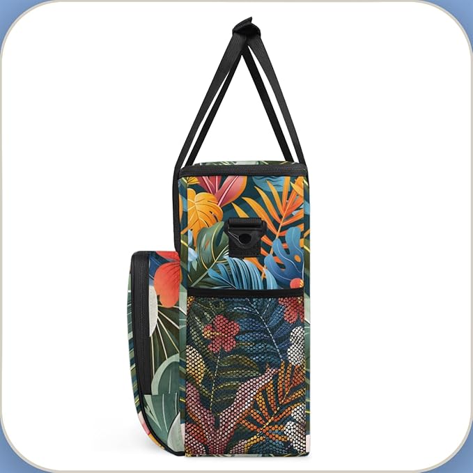 Gossamer Floral Leaves Coffee Maker Carrying Bag Travel Storage Bag Compatible with K-Mini or K-Mini Plus Single Serve Coffee Brewer Carrying Case with Multiple Pockets &amp Shoulder Strap