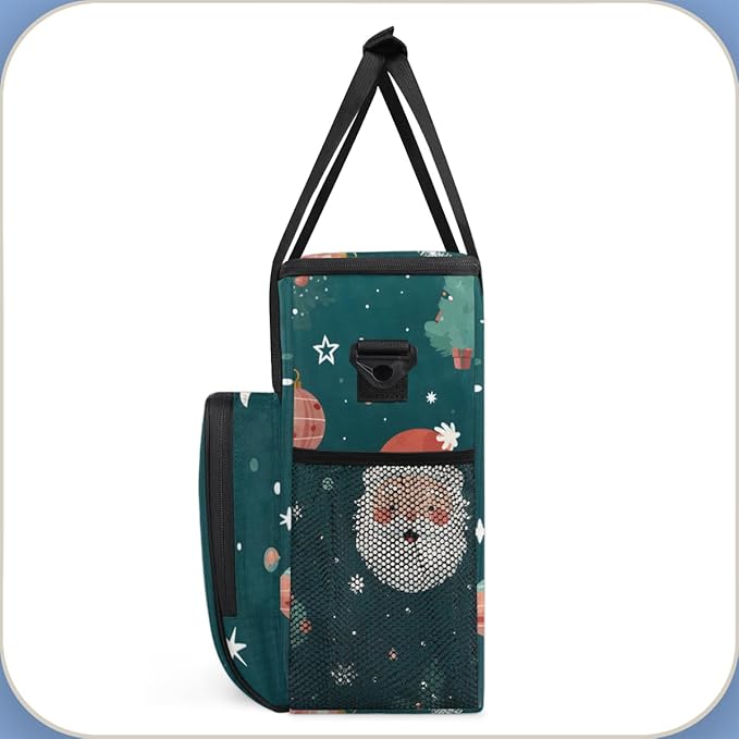 Xmas Santa Claus Coffee Maker Carrying Bag Watercolor Santa Claus Travel Storage Bag Compatible with K-Mini or K-Mini Plus Single Serve Coffee Brewer Carrying Case with Pockets &amp Shoulder Strap