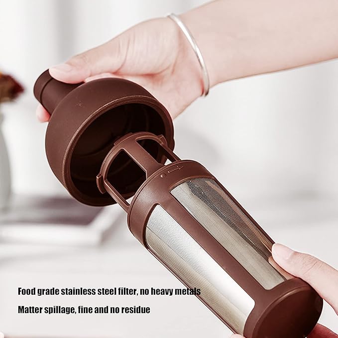 Cold Brew Coffee Wine Bottle Double Layer Design Cold Brew Coffee Maker with Stainless Steel Filter 1000ml Large Capacity for Iced Coffee Lovers