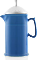 Chantal Stoneware French Press with Stainless Steel Plunger and Lid 28 ounce capacity Blue Cove