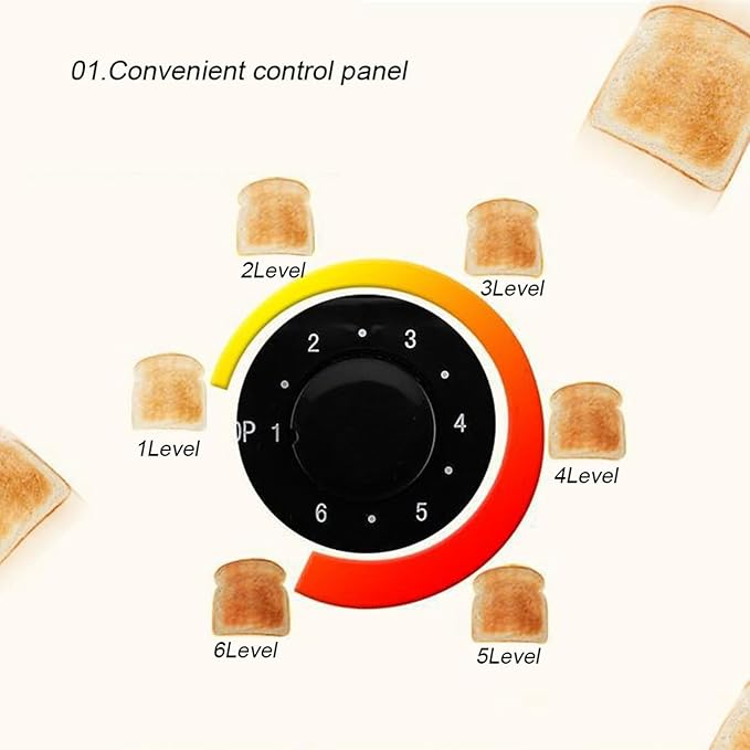 2 Slice Extra Wide Slot Toaster Stainless Steel Toaster Machine with 6 Toast Settings Removable Crumb Tray and Compact Design Perfect for Toasting Bread Bagels Waffles and Puff Pastry