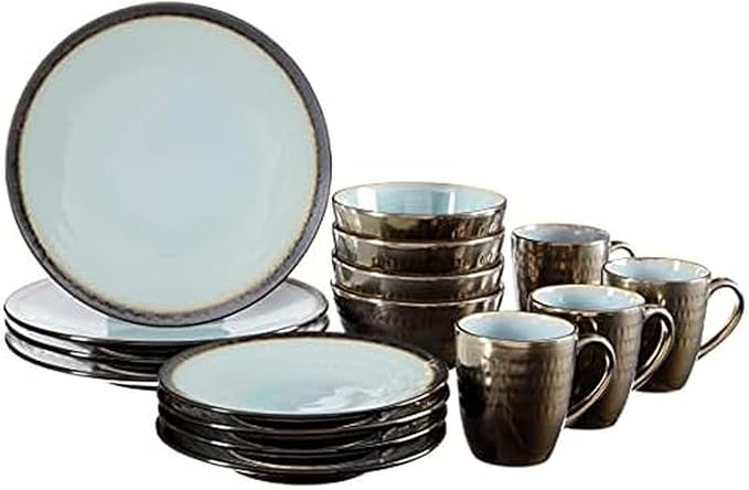 Gourmet Basics by Mikasa 5203746 Anastasia Dinnerware Set (Service For 4) Blue