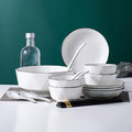 18 Pieces Plates and Bowls Sets Simple Dinnerware Set Scratch Resistant Dishes Sets for 4 Stackable Kitchen Dinner Set High Temperature Firing for Microwave Ovens Ovens Dishwashers(Style 2)