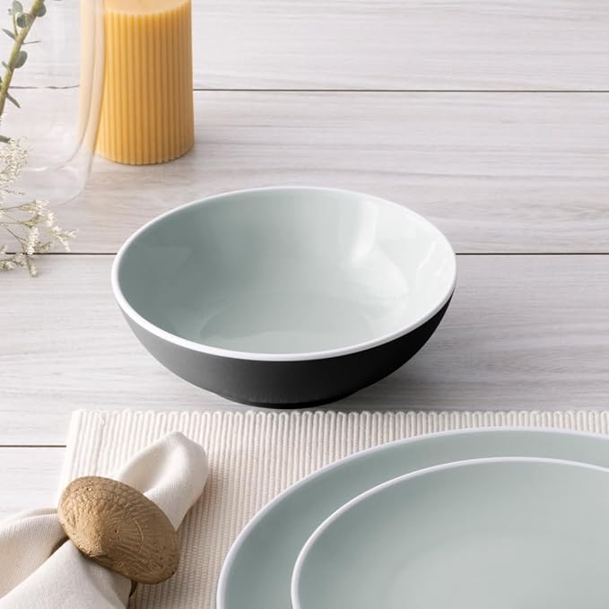 Noritake ColorTrio Graphite 16-Piece Coupe Dinnerware Set Service for 4