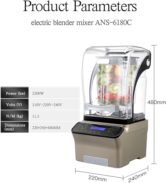 1.8L Ice Crusher Touch Soybean Milk Fruit Juice Regulation Timing Sound Insulation with Cover Milk Tea Shop Smoothie MachineC