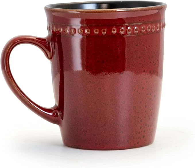 Regal 16 Piece Stoneware Dinnerware Set - Vibrant Red with Gold Accents Service for 4 Dishwasher &amp Microwave Safe Contemporary Design