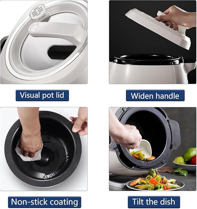 6L Automatic Cooking Pot with 360-Degree Rotation - Perfect for Stir-Frying Stewing and Cooking Fried Rice(Color:220v2000w)
