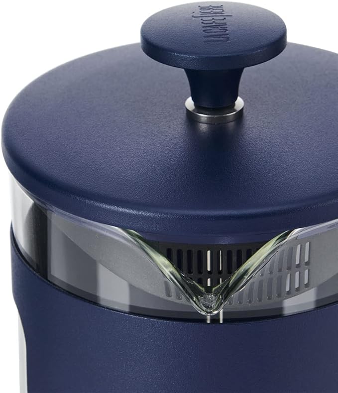 La Cafetière Pisa Cafetière 8-Cup/1L Heat-Resistant Borosilicate Glass and Stainless Steel with Easy-Grip Plunger Large French Press Coffee Maker for Loose Tea and Ground Coffee Navy