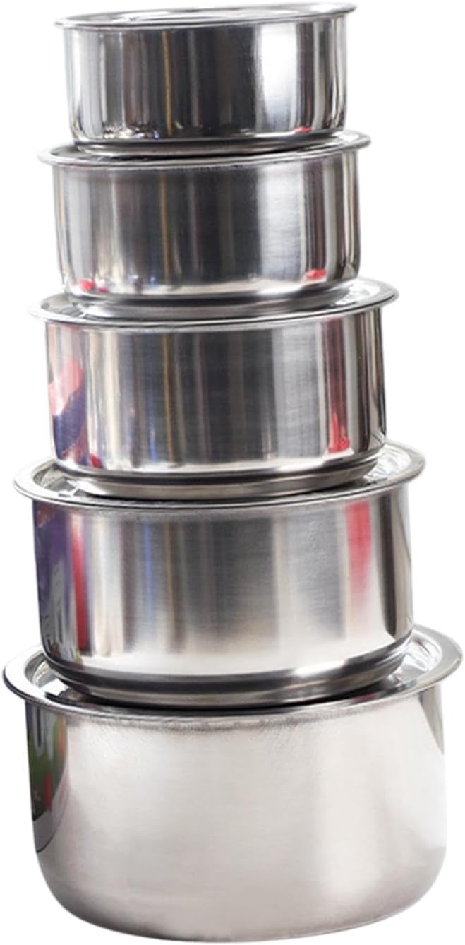 5Pcs Stainless Steel Sauce Pots with Lid Professional Cooking Tools Cookware Kitchen Accessories Kitchenware Stew Pot Set Style B