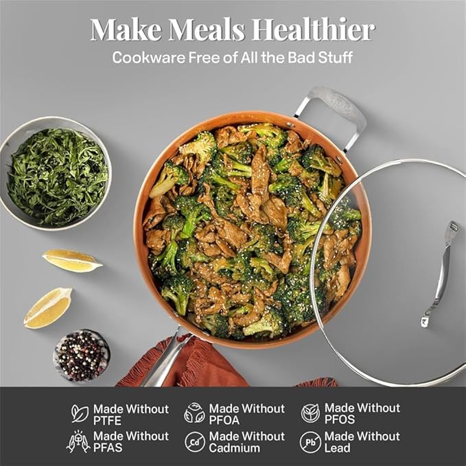 20 Piece Pots Pans Set Baking Tray Set Kitchen Ceramic Cookware Set Durable Nonstick Pots Pans Set with Lid Dishwasher10 Pc SetOne-20 Piece Set-One