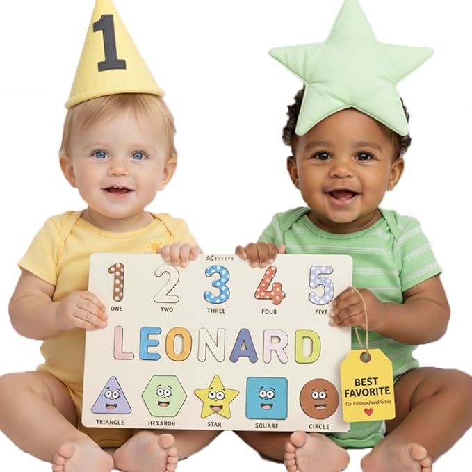 Puzzles for Toddlers Boy and Girl Personalized Name Puzzle 12 Month Toy Gifts for 0 1 2 3 Years Old Baby Gifts Baby Shower Christmas NewBaby Gift 0 3 6 9 12 18 24 36 Months - Set 6