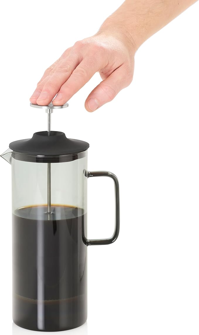 AdHoc French Press Coffee Maker Impact - Manual Brewer with Heat-Resistant Glass &amp Stainless Steel Filter – Barista Tool for Aromatic &amp Full-Flavored Coffee - Dishwasher Safe