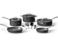 Bakken 12-Piece Aluminum Cookware Set with Ceramic Nonstick Coating PTFE &amp PFAS Free All Stovetop Safe Up To 500°F Pots and Pans Set with Lids Silicone Utensils Included Dishwasher Safe Blac