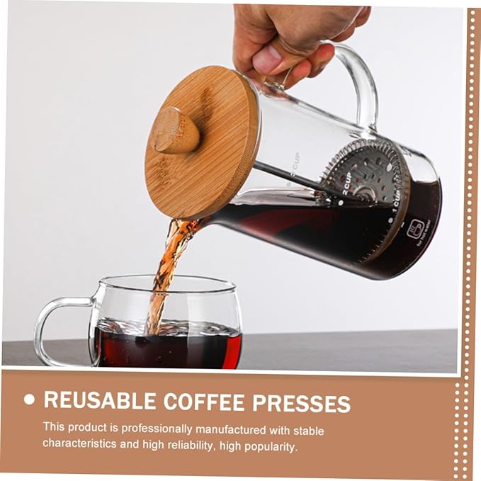 High Borosilicate Glass Coffee Press Pot with Lid Practical and Convenient Coffee Maker for Home Office Restaurant Use