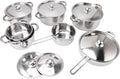 Stainless Steel Cookware Set 6 Pcs Pots and Pans Set Frying Pans Saucepans Saute Paning Stock Pot Compatible with All Cooktops Double Ear Soup Milk Frying with Handle