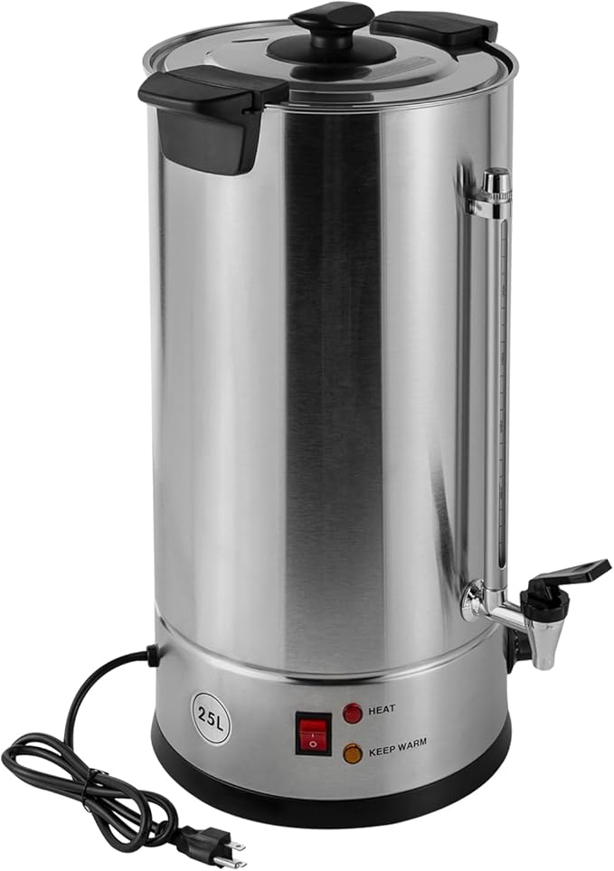 Commercial Coffee Maker Premium Coffee Machine Large Stainless Steel Catering Hot Water Boiler Tea Urn Double Wall Coffee Percolator for Events Offices Parties Catering Gathering