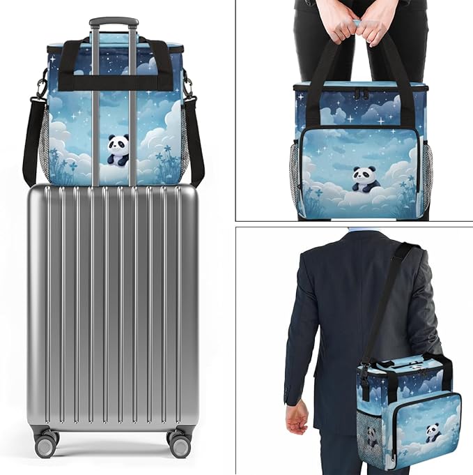 Panda on Cloud Coffee Maker Carrying Bag Portable Travel Storage Tote Bag Compatible with K-Mini or K-Mini Plus Single Serve Coffee Brewer Carrying Case with Multiple Pockets &amp Shoulder Strap