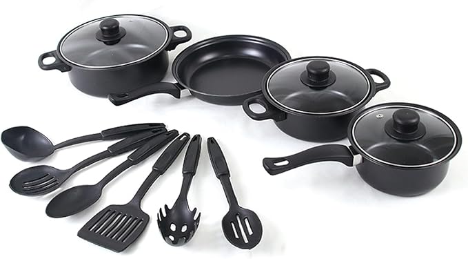 Non Stick Pots and Pans Sets 13-Piece Cookware Set with Frying Pans Saucepan Lid Spoon Spatula and More