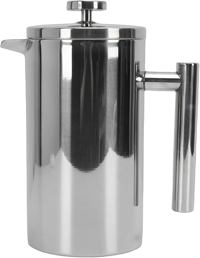 Focket French Press Coffee Maker Stainless Steel Double Wall Insulated Rustproof Dishwasher Safe Coffee Press U Shaped Spout Maker with for Home Office Camping (1000ml)