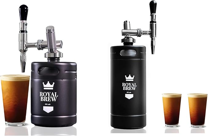 The Original Royal Brew Nitro Cold Brew Coffee Maker - Gift for Coffee Lovers -64 oz + 128 oz Extra Large Home Keg Nitrogen Gas System Coffee Dispenser Kit
