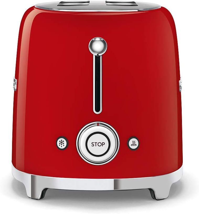Smeg TSF01RDEU Toaster Stainless Steel 2 Slices Cool Touch Exterior Red