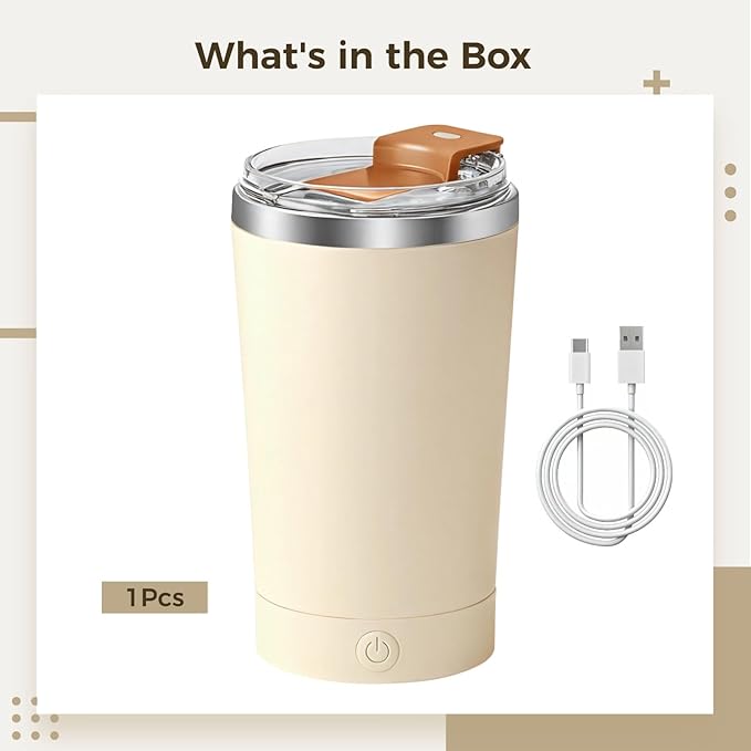 Self-Stirring Mug 400Ml Rechargeable Stirring Cup With Detachable Base 304 Stainless Steel Type-C Charging Coffee And White